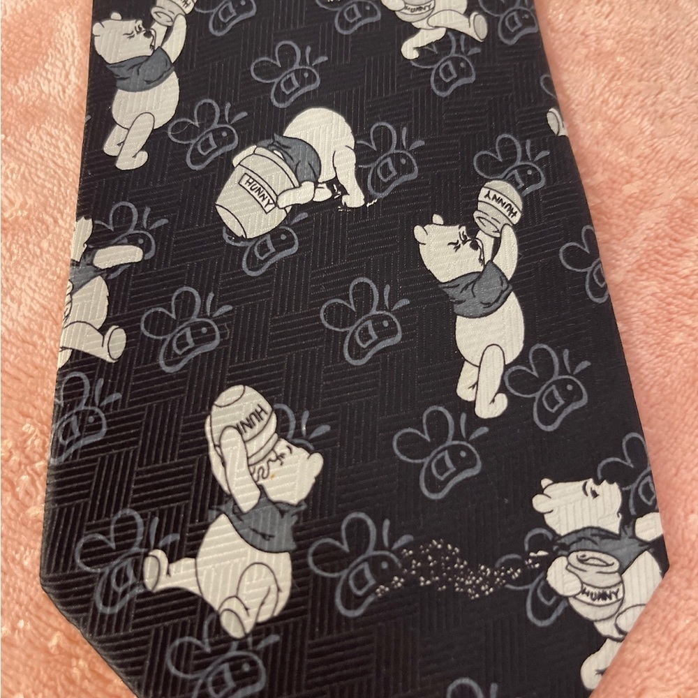 Charming Black and White Cartoon Print Men's Tie - Picture 2 of 7